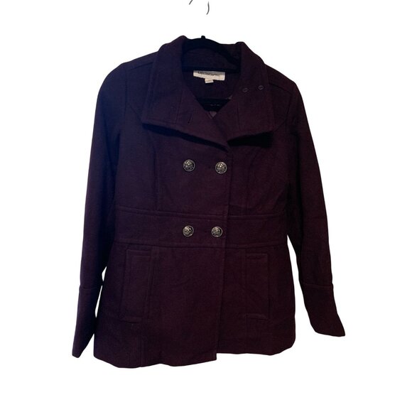 Vintage Liz Claiborne Womens Size Small Purple Wool Pea Coat Peacoat Button Up W - Picture 4 of 5